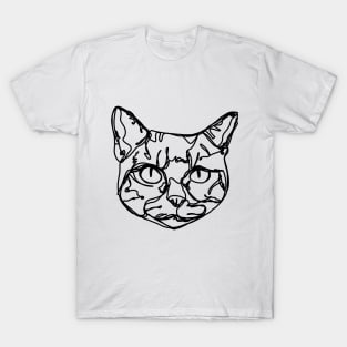 Black Cat Outline Design T-Shirt